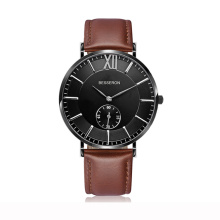 New arrival leather strap watch stainless steel back design your own logo wrist watch